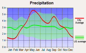 Cleveland, Missouri average precipitation