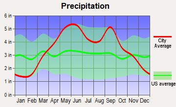 Grain Valley, Missouri average precipitation