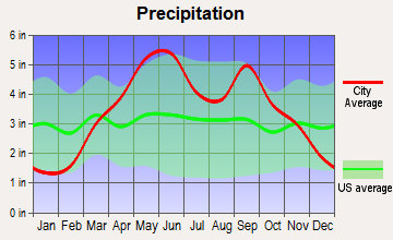 Harrisonville, Missouri average precipitation