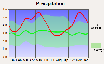 Perryville, Arkansas average precipitation