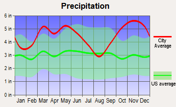 Tollette, Arkansas average precipitation