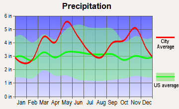 Van Buren, Arkansas average precipitation