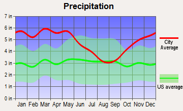 West Crossett, Arkansas average precipitation