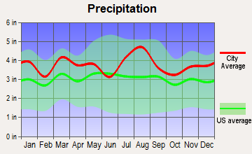 Ocean Acres, New Jersey average precipitation