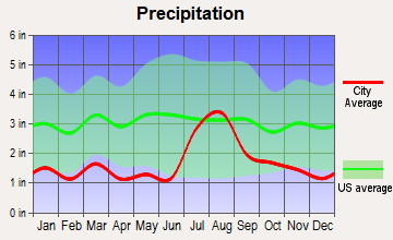 Ponderosa, New Mexico average precipitation