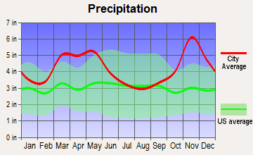 Cabot, Arkansas average precipitation
