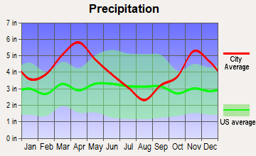 Des Arc, Arkansas average precipitation