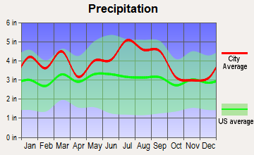 Four Oaks, North Carolina average precipitation