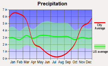 Hamilton Branch, California average precipitation