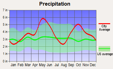 Southeast Bryan, Oklahoma average precipitation