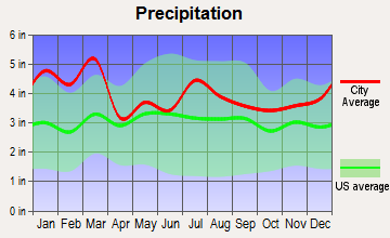 Due West, South Carolina average precipitation