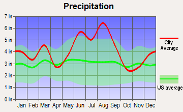 Walterboro, South Carolina average precipitation