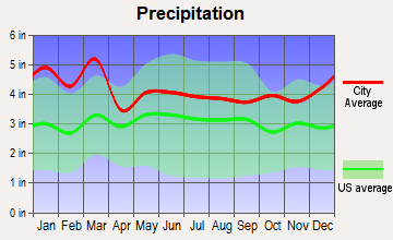 Pauline, South Carolina average precipitation