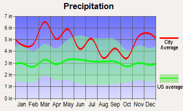 Upper Big Bigby, Tennessee average precipitation