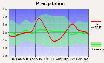 Bardwell, Texas average precipitation