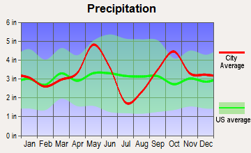 Caldwell, Texas average precipitation