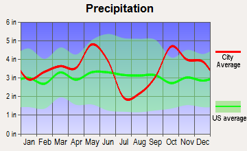 Caney City, Texas average precipitation