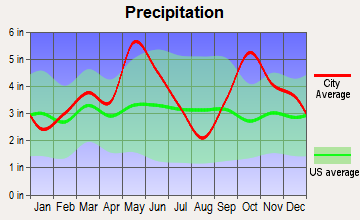 Dodd City, Texas average precipitation