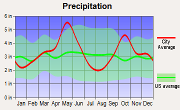 Garland, Texas average precipitation