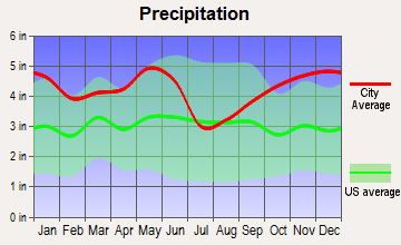 Garrison, Texas average precipitation