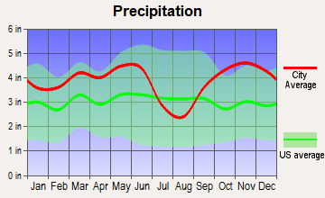 Gladewater, Texas average precipitation