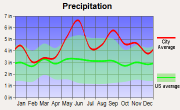 Jacinto City, Texas average precipitation