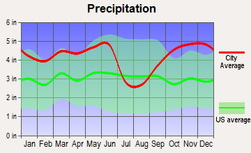 Jefferson, Texas average precipitation