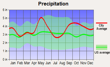 Madisonville, Texas average precipitation