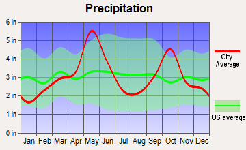 Pecan Acres, Texas average precipitation