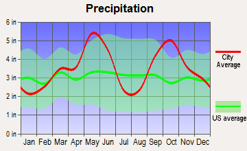 Pottsboro, Texas average precipitation