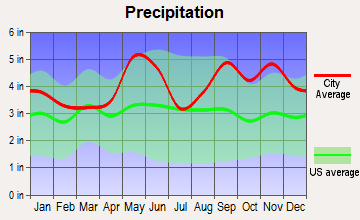 Northwest Harris, Texas average precipitation