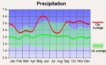 Hardin-Rye, Texas average precipitation