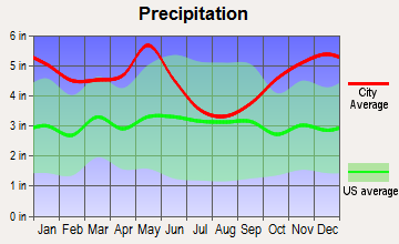 De Berry-Deadwood, Texas average precipitation