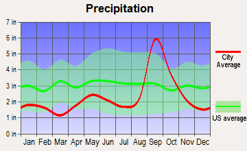South Padre Island, Texas average precipitation