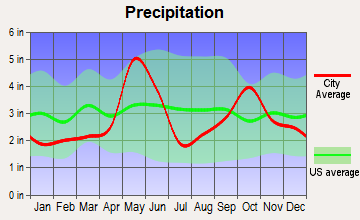 West Lake Hills, Texas average precipitation