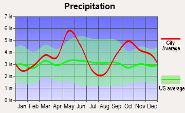 Wolfe City, Texas average precipitation