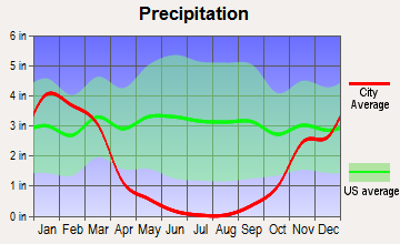 Vineyard, California average precipitation