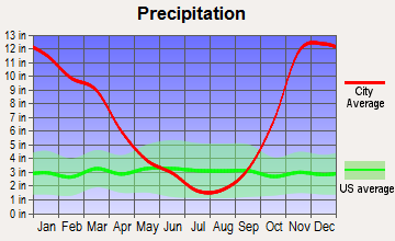 Long Beach, Washington average precipitation