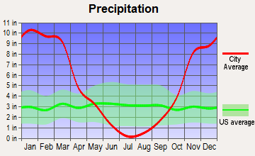 Central Shasta, California average precipitation