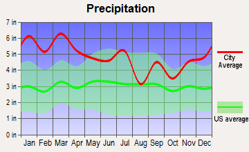Oneonta, Alabama average precipitation