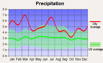 Opp, Alabama average precipitation