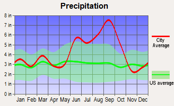 Jacksonville Beach, Florida average precipitation