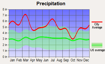 Red Level, Alabama average precipitation