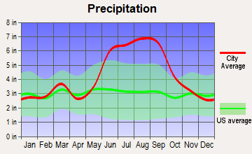 Oak Hill, Florida average precipitation