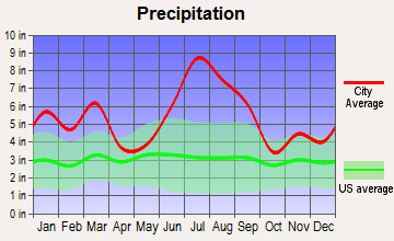 Upper Grand Lagoon, Florida average precipitation