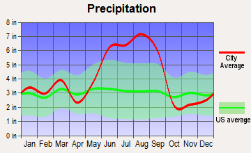 Center Hill, Florida average precipitation