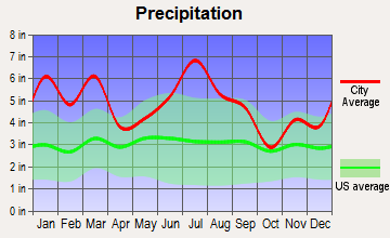 Cottondale, Florida average precipitation