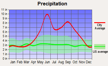 Golden Heights, Florida average precipitation