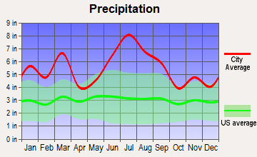 Gonzalez, Florida average precipitation