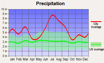 Hiland Park, Florida average precipitation
